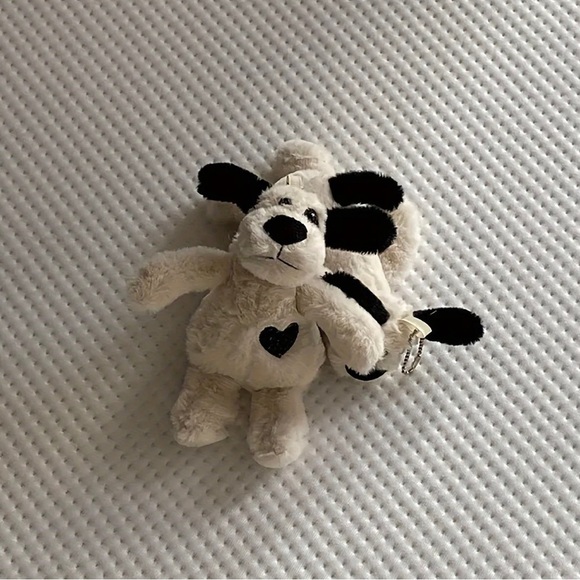 SOLD Fluffy Large Black and White Spotted Puppy Bag Charm/Keychain New - Picture 5 of 7